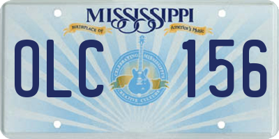 MS license plate OLC156