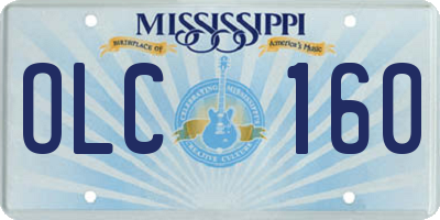 MS license plate OLC160