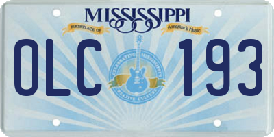 MS license plate OLC193