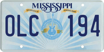 MS license plate OLC194