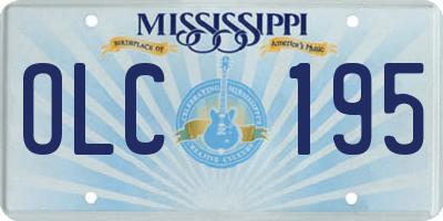 MS license plate OLC195
