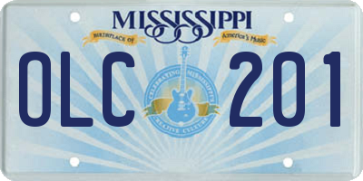 MS license plate OLC201