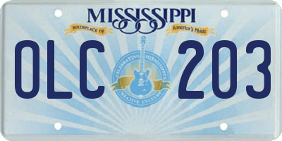 MS license plate OLC203