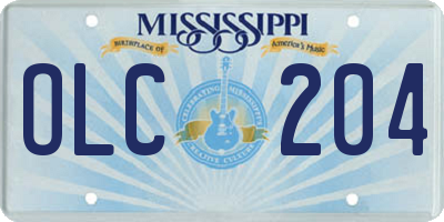 MS license plate OLC204