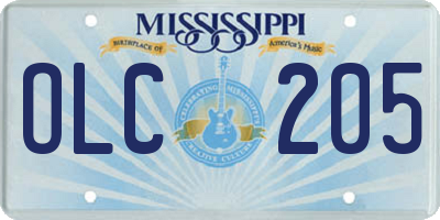 MS license plate OLC205