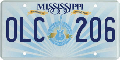 MS license plate OLC206
