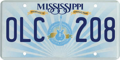 MS license plate OLC208