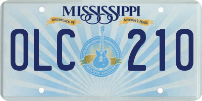 MS license plate OLC210