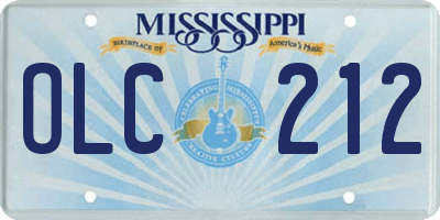 MS license plate OLC212