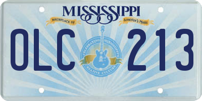 MS license plate OLC213