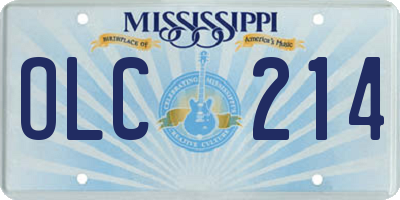 MS license plate OLC214