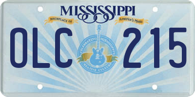 MS license plate OLC215