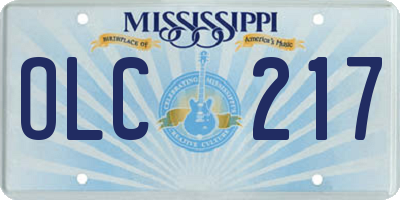 MS license plate OLC217