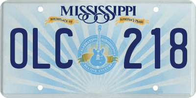 MS license plate OLC218