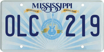 MS license plate OLC219