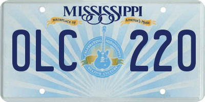 MS license plate OLC220