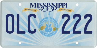 MS license plate OLC222