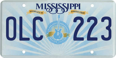 MS license plate OLC223