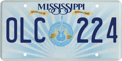 MS license plate OLC224