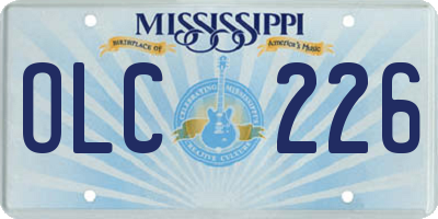 MS license plate OLC226