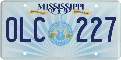 MS license plate OLC227
