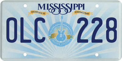 MS license plate OLC228