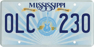 MS license plate OLC230