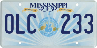 MS license plate OLC233