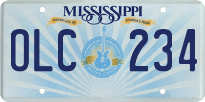 MS license plate OLC234