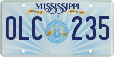 MS license plate OLC235