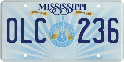 MS license plate OLC236