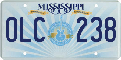 MS license plate OLC238