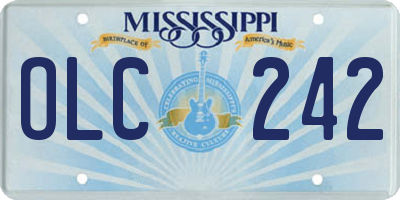 MS license plate OLC242