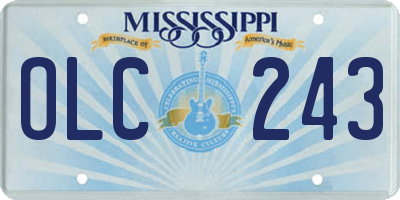 MS license plate OLC243