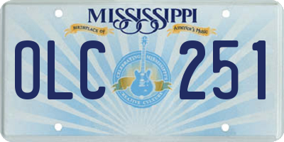 MS license plate OLC251