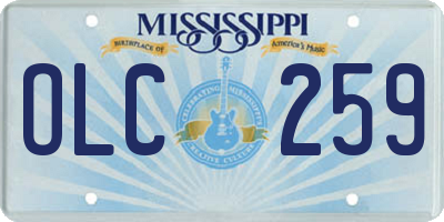 MS license plate OLC259