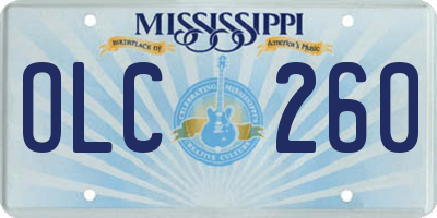 MS license plate OLC260