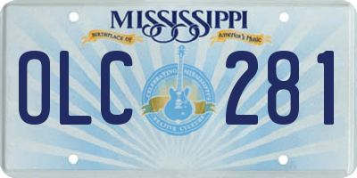 MS license plate OLC281