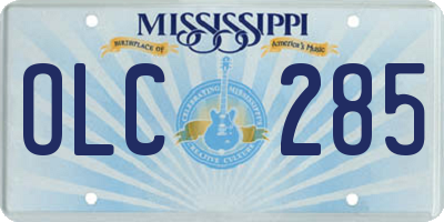 MS license plate OLC285