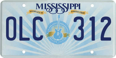 MS license plate OLC312