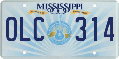 MS license plate OLC314