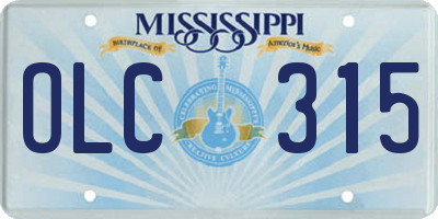 MS license plate OLC315
