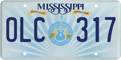 MS license plate OLC317