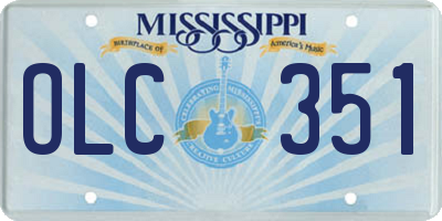 MS license plate OLC351