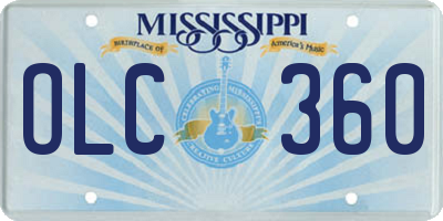 MS license plate OLC360