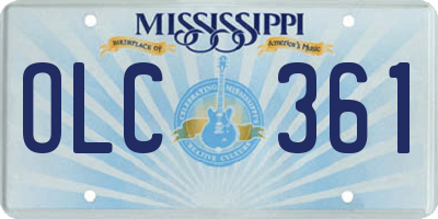 MS license plate OLC361