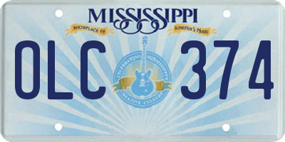 MS license plate OLC374