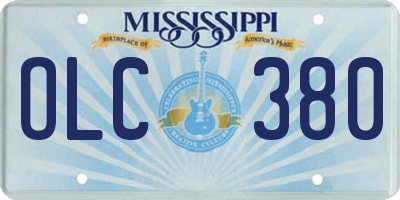 MS license plate OLC380