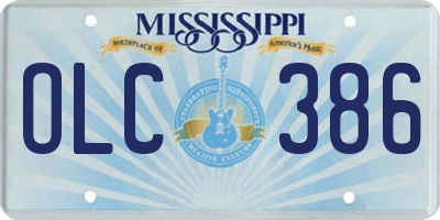 MS license plate OLC386