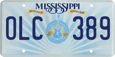 MS license plate OLC389